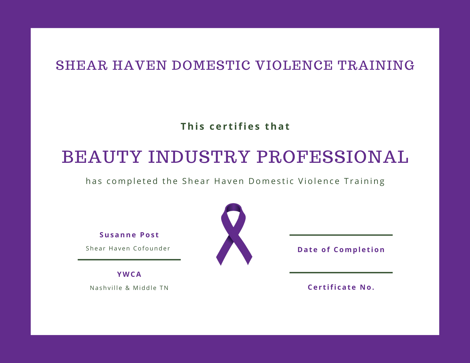 Shear Haven Domestic Violence Training BARBICIDE®